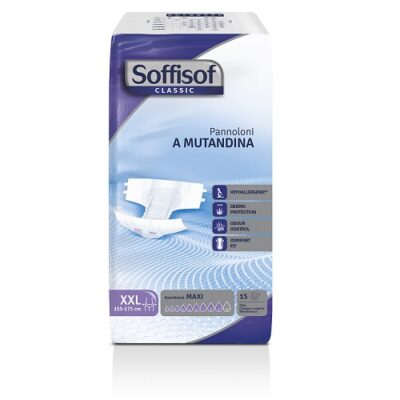 A pack of Soffisof All-in-one XXL Maxi incontinence pads